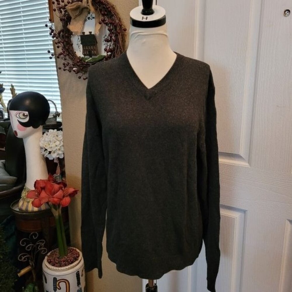 New Women's J Crew Pull Over Sweater Cotton Cashmere Dark Gray V-neck Small